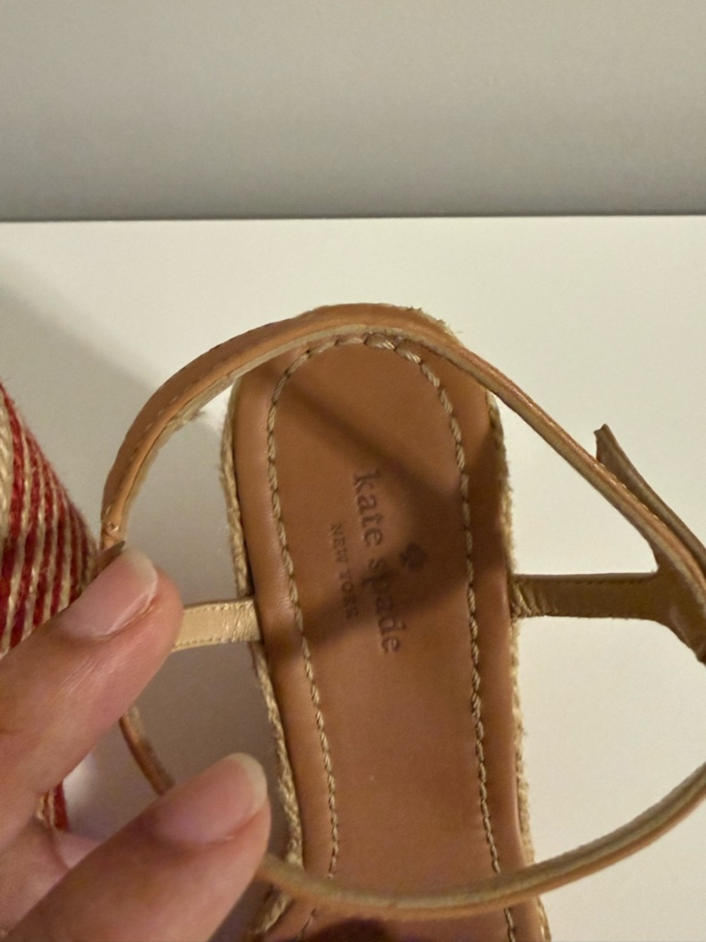kate spade Tan Wedge Sandals with Red Floral Accents - Picture 6 of 6